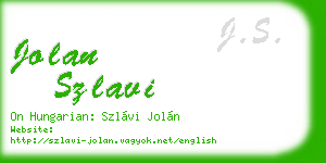 jolan szlavi business card